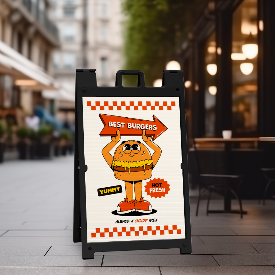 Coroplast A Frame Signs -corrugated plastic outside restaurant