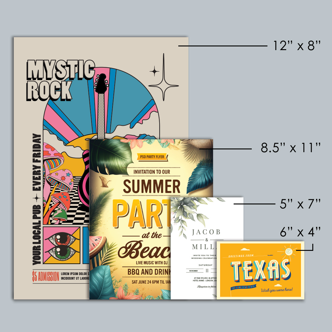 Custom Postcards, Flyers & Invitations sizing