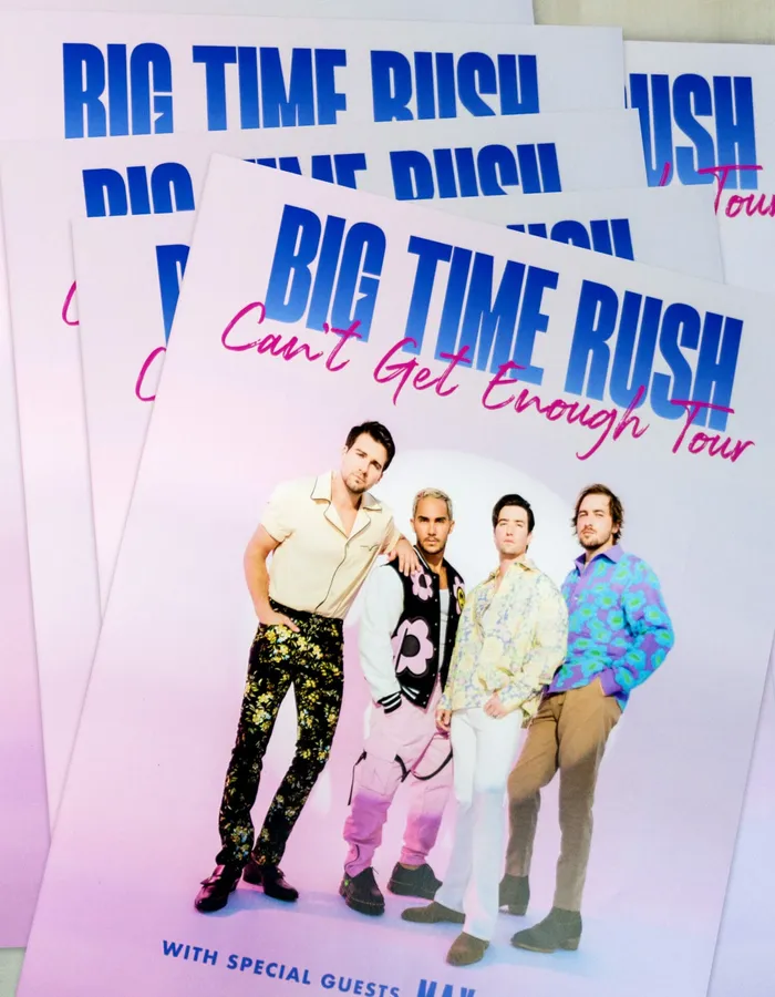 Big Time Rush concert tour posters printed in Dallas