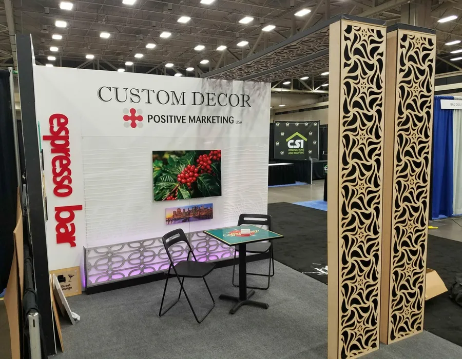 Custom espresso bar trade show booth printed in Dallas
