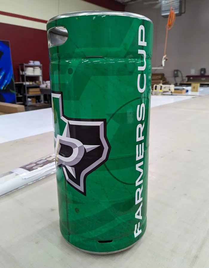 Dallas Stars Farmers Cup cooler wrap printed in Dallas