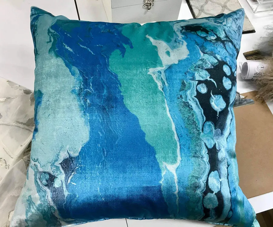 Dye sublimated custom throw pillow printed in Dallas