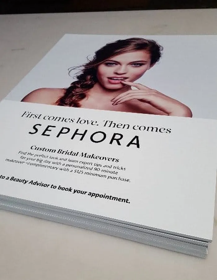 Flatbed printed foamboard Sephora sign produced in Dallas