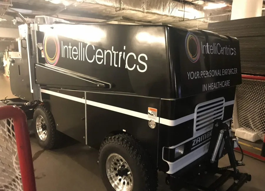 IntelliCentrics branded Zamboni wrap at the American Airlines Center Dallas