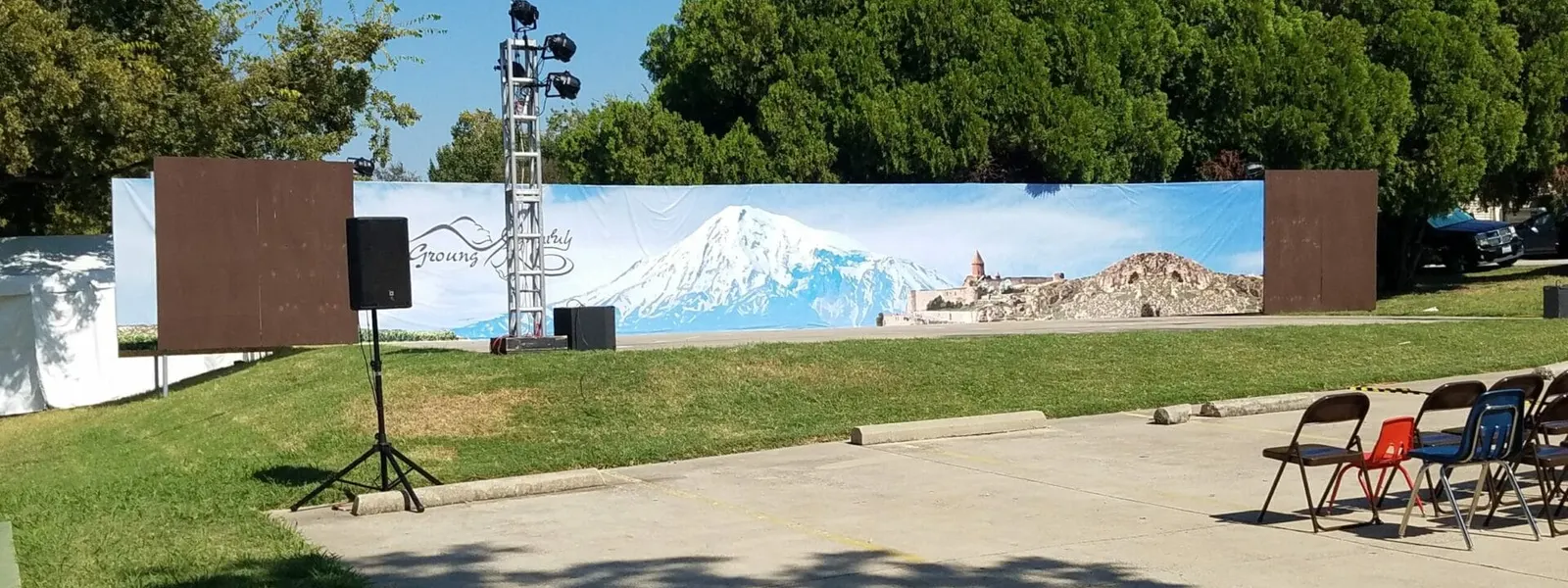 Panoramic large format outdoor event banner wall printed in Dallas