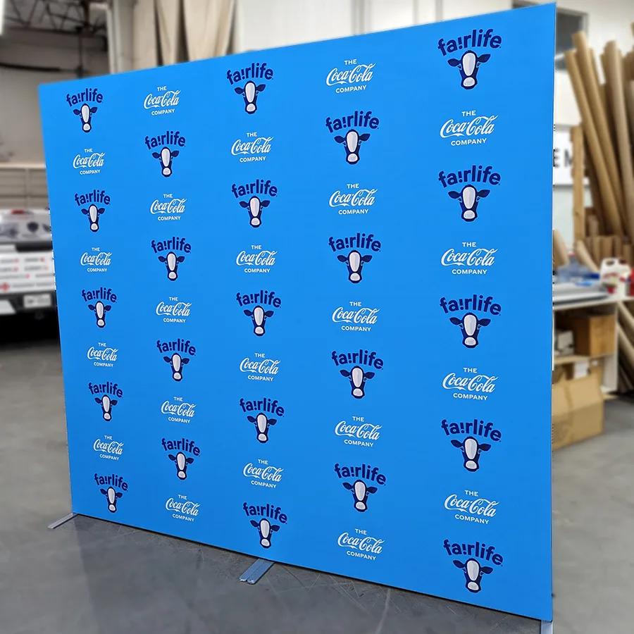 Step and repeat SEG logo wall printed in Dallas for a beverage brand