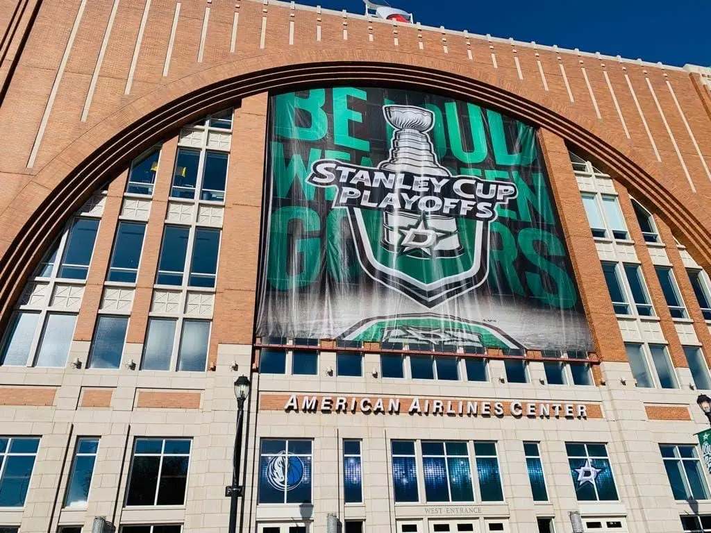 Stanley Cup Playoffs building banner printed large format on the American Airlines Center Dallas