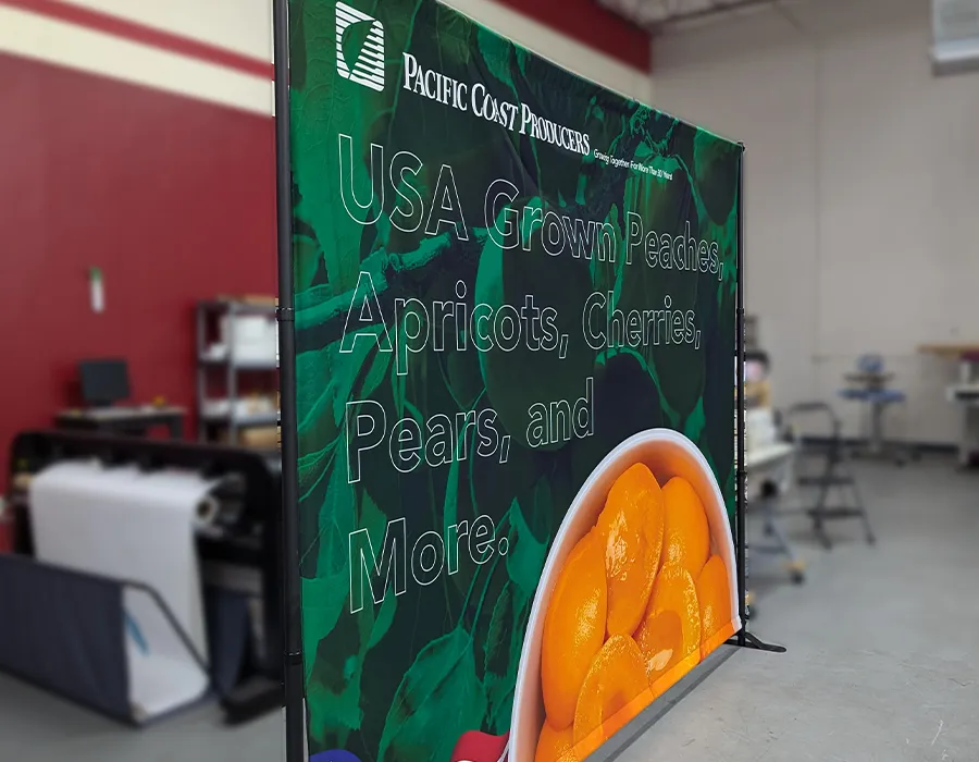 Step and repeat pop-up backdrop printed for Pacific Coast Producers in Dallas