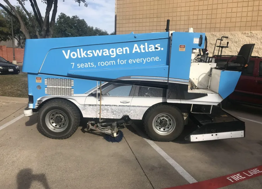 Volkswagen Atlas branded Zamboni wrap produced in Dallas